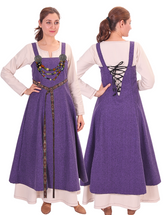 ANNA Lavander - Medieval Viking Wool Apron Dress